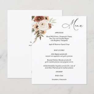 Budget Rustic Neutral Boho Floral Menu 