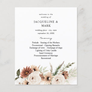Budget Rustic Neutral Boho Floral Wedding Ceremony Flyer