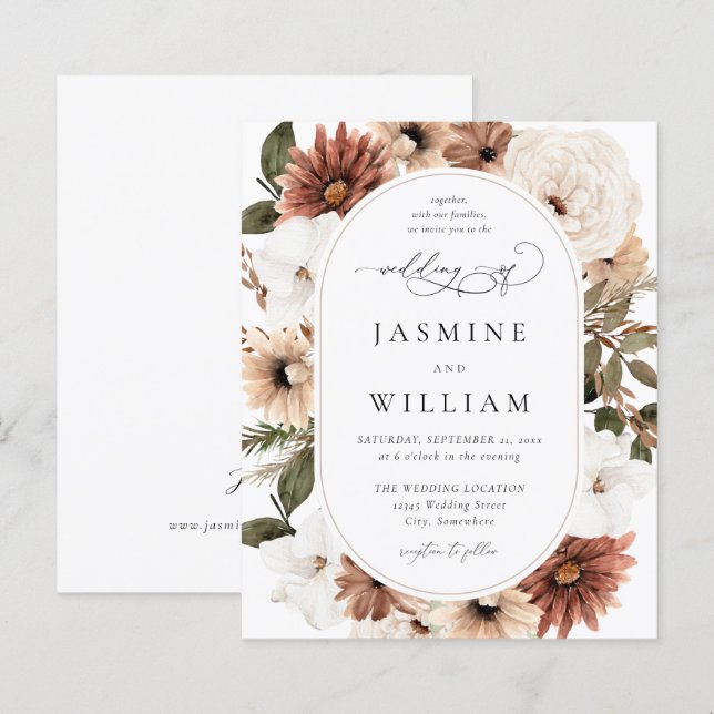 Budget Rustic Neutral Boho Floral Wedding S2 (Front/Back)