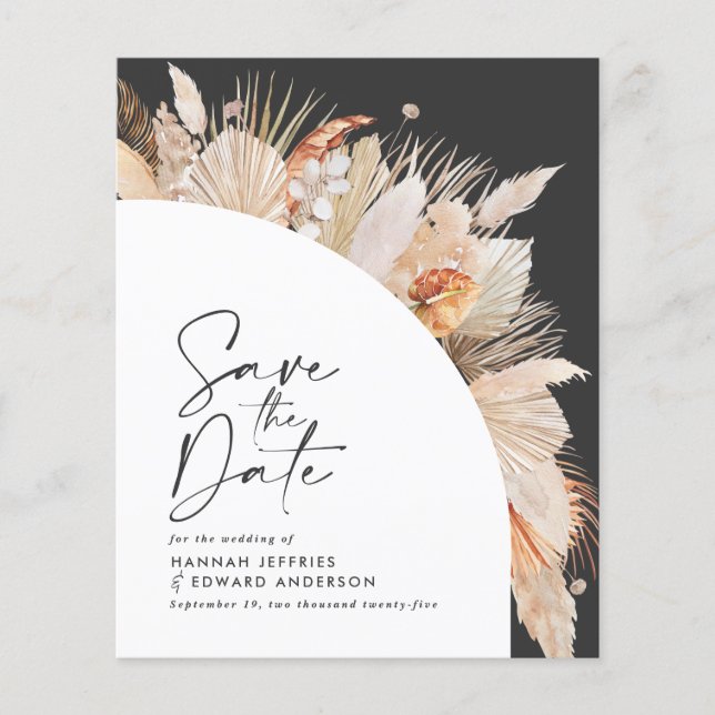 budget rustic pampas grass wedding save the date f flyer (Front)