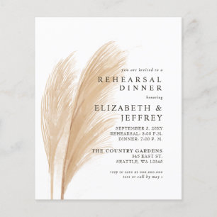 Budget Rustic Pampas Rehearsal Dinner Invitation