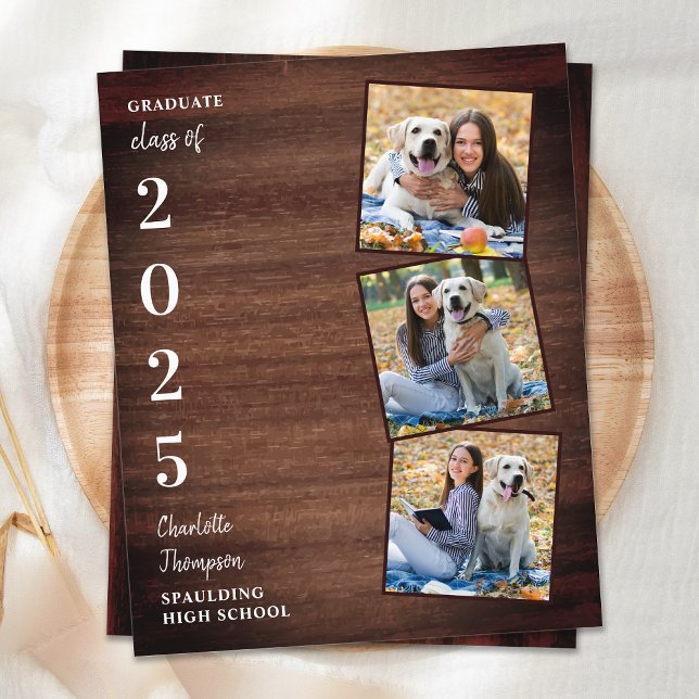 Budget Rustic Photo Collage Graduation Invitations (Creator Uploaded)