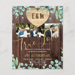 Budget Rustic Photo Collage Greenery Wedding Invit