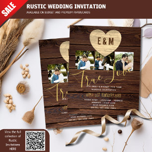 Budget Rustic Photo Collage Wedding Invitations