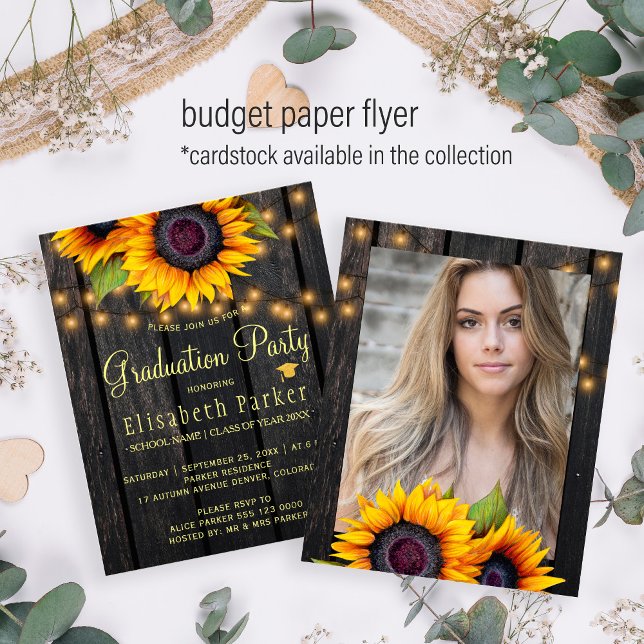 Budget rustic photo graduation party invitation flyer (Creator Uploaded)