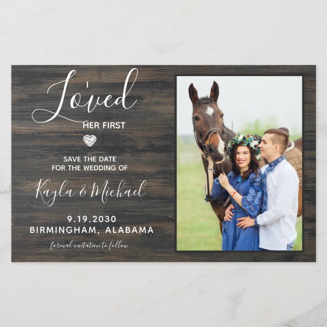 Budget Rustic Photo Horse Wedding Save The Date (Front)