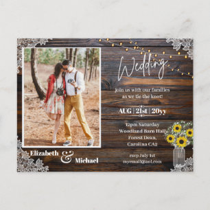 BUDGET Rustic PHOTO Wedding Save the Date Postcard