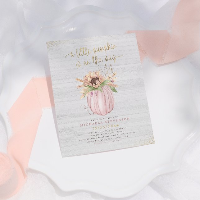 Budget Rustic Pink & Gold Pumpkin Girl Baby Shower (Creator Uploaded)