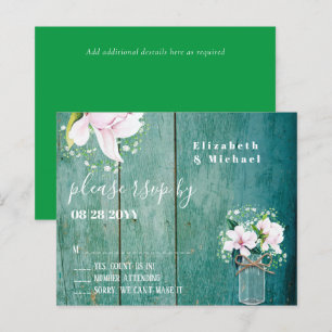 BUDGET Rustic Pink Magnolias Wedding RSVP