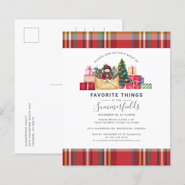 Budget Rustic Plaid Favourite Things Christmas (Front/Back)
