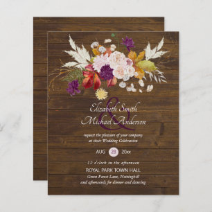 Budget Rustic Plum Blooms Ginger Wedding Invites