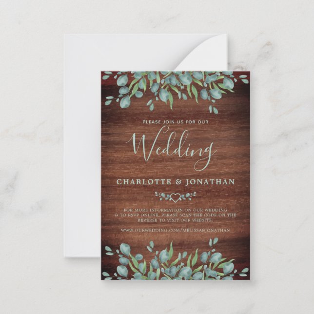 Budget Rustic QR Code Faire-part de mariage botani (Devant)