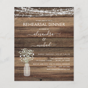 Budget Rustic Rehearsal Dinner Lights Invitation Flyer