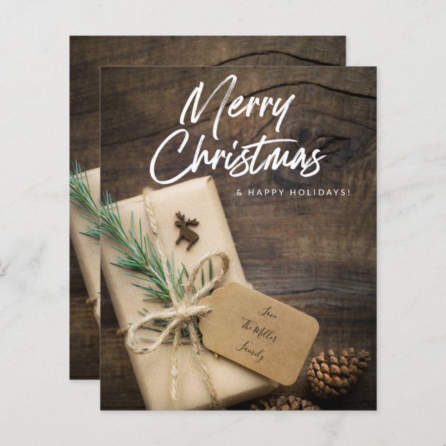 Budget Rustic Reindeer & Present Merry Christmas (Front/Back)