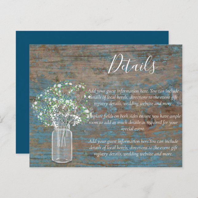 Budget Rustic RSVP Cards with Babys Breath (Front/Back)