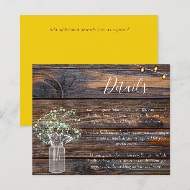 Budget Rustic RSVP Cards with Babys Breath (Front/Back)