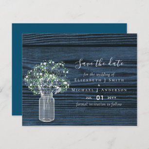 Budget Rustic Save Date Cards with Babys Breath