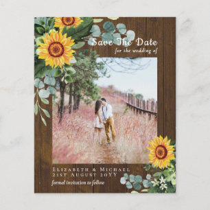 BUDGET RUSTIC SAVE the DATE Rustic Sunflower SATIN Flyer