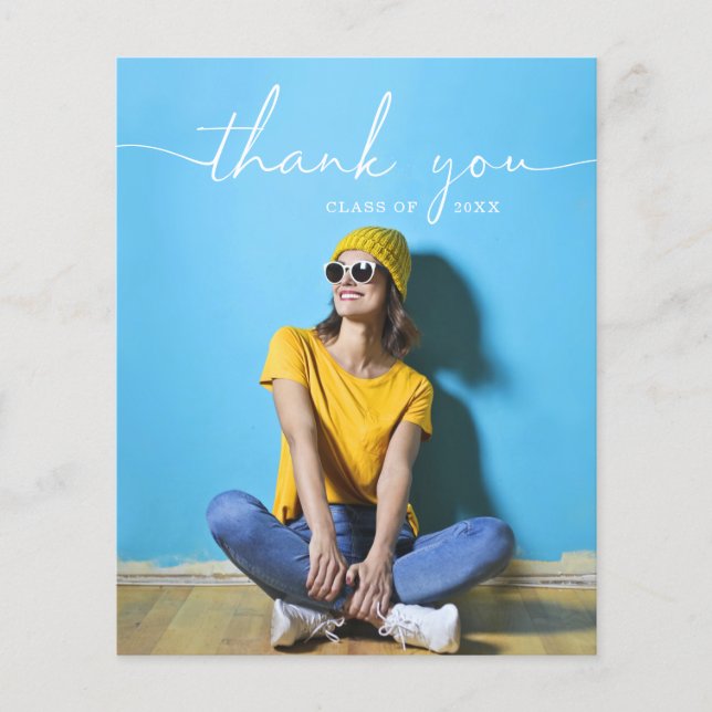 Budget Rustic Script Graduation Thank You Cards (Front)