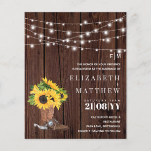 Budget Rustic Southern Girl Sunflowers Wedding Inv