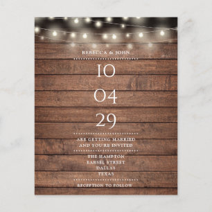 Budget Rustic String Light Date Wedding Invitation