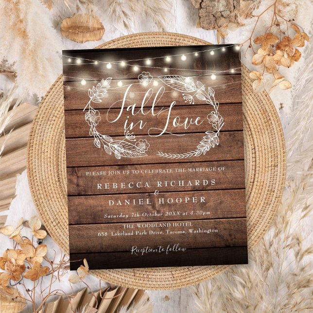 Budget Rustic String Light Fall Wedding Invitation (Budget Rustic String Light Fall Wedding Invitation)
