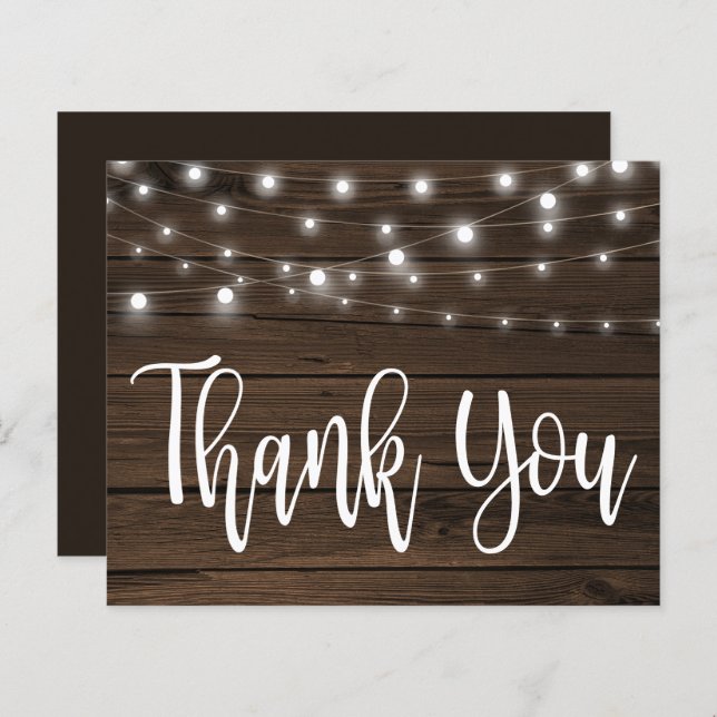 Budget Rustic String Lights on Wood Thank You (Front/Back)
