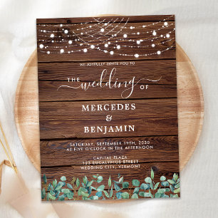 Budget Rustic String Lights QR Code Wedding Invite