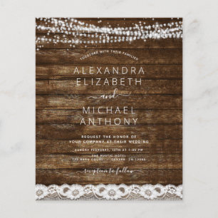 Budget Rustic String Lights Wedding Invitation Flyer