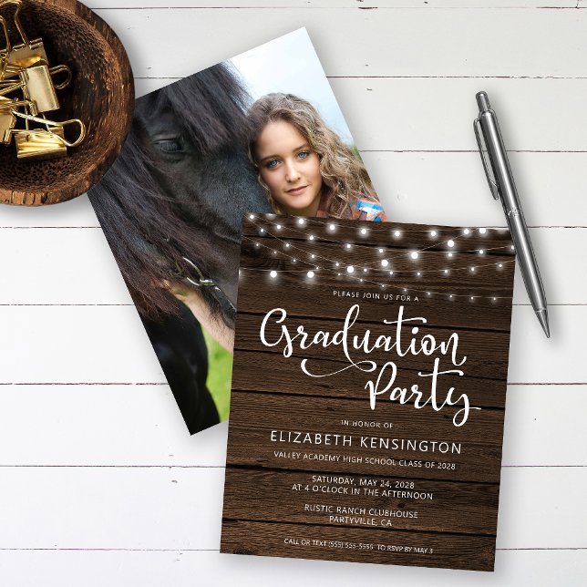 Budget Rustic String Lights Wood Graduation Party (Creator Uploaded)