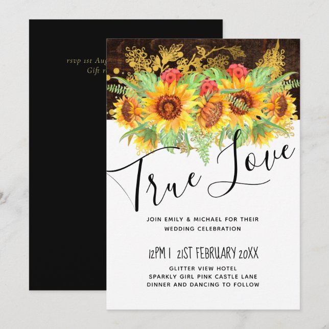 Budget Rustic Summer Sunflowers Floral Wedding  (Front/Back)