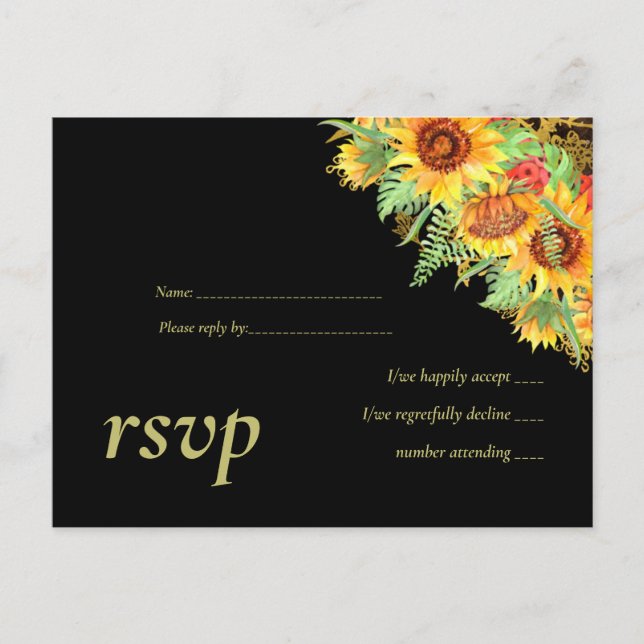 Budget Rustic Summer Sunflowers Floral Wedding  Invitation Postcard (Front)