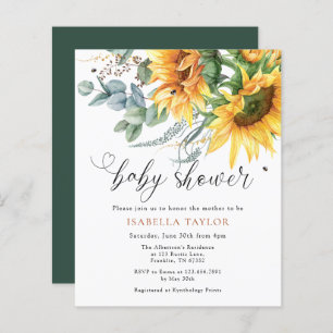 Budget Rustic Sunflower Baby Shower Invitation
