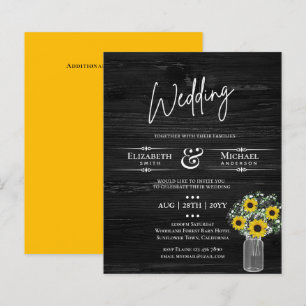 BUDGET Rustic Sunflower BabysBreath Wedding Invite