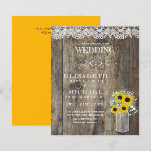 BUDGET Rustic Sunflower BabysBreath Wedding Invite
