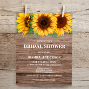 Budget Rustic Sunflower Bridal Shower Invitation