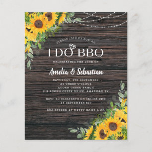 BUDGET Rustic Sunflower Eucalyptus I Do BBQ Invite