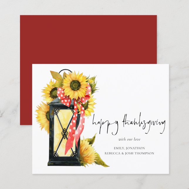 Budget Rustic Sunflower Lantern Happy Thanksgiving (Front/Back)