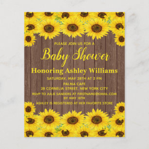 Budget Rustic Sunflowers Baby Shower Invitation