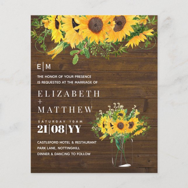 Budget Rustic Sunflowers Babys Breath Mason Jars (Front)