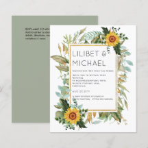 Budget Rustic Sunflowers BOHO Greenery Wedding Inv