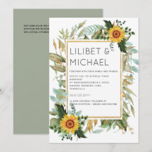 Budget Rustic Sunflowers BOHO Greenery Wedding Inv