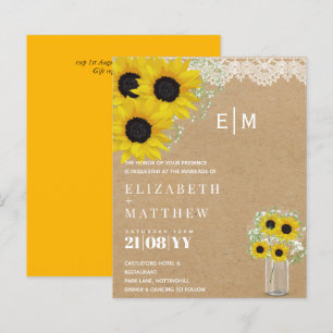 BUDGET Rustic Sunflowers Gypsophila Wedding Invite