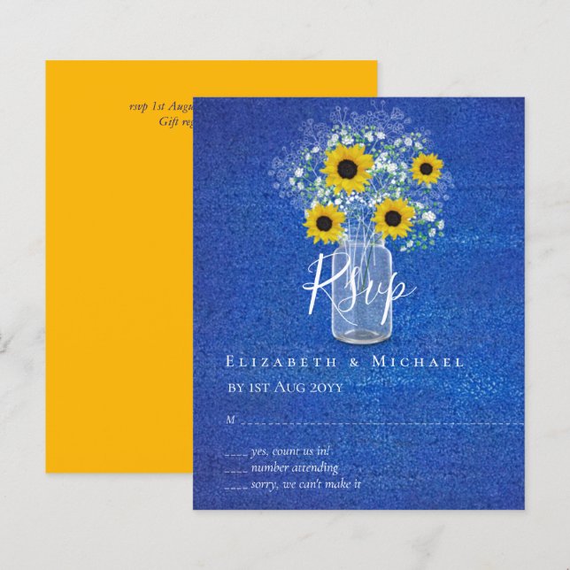BUDGET Rustic Sunflowers RSVP Wedding (Front/Back)