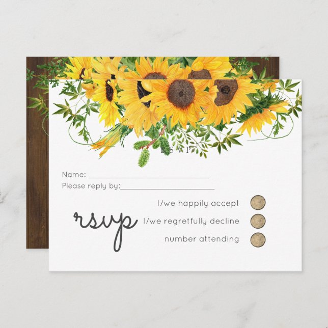 Budget Rustic Sunflowers Southern Wedding Invitation Postcard (Front/Back)