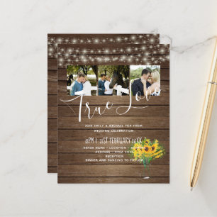 BUDGET Rustic Sunflowers Woodland Wedding Invite