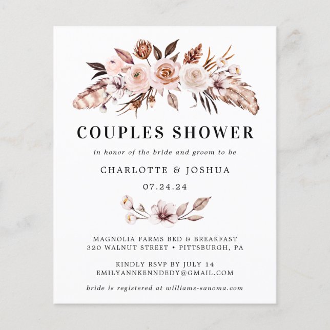 Budget Rustic Terracotta Blush Boho Couples Shower (Front)