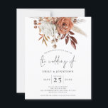 Budget Rustic Terracotta Florals QR Wedding Invite<br><div class="desc">Budget Rustic Terracotta Florals QR Wedding Invitation. A budget priced smaller semi gloss invitation. There is ONE per sheet. Add your QR code to your wedding website on the back so your guests can RSVP and see all the details online without the need for separate enclosures. An informal set typography...</div>