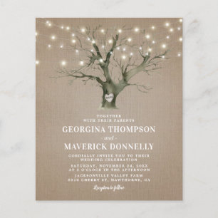 Budget Rustic Tree Lights Wedding Invitation