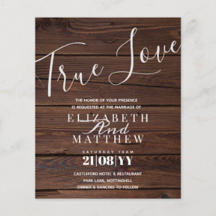 Budget Rustic Typography Wood Wedding Invitation